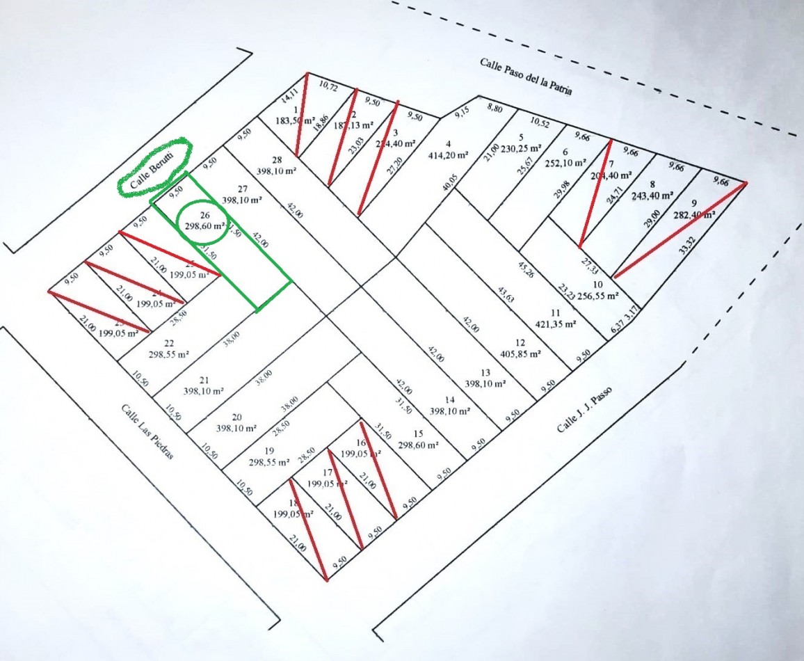Venta Terreno nro. 26 calle Berutti con servicios de agua, cloacas y luz,