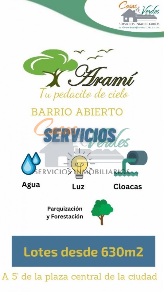 PROMO NAVIDAD, lotes en Barrio Abierto ARAMI posibilidad de entrega y hasta 36 cuotas