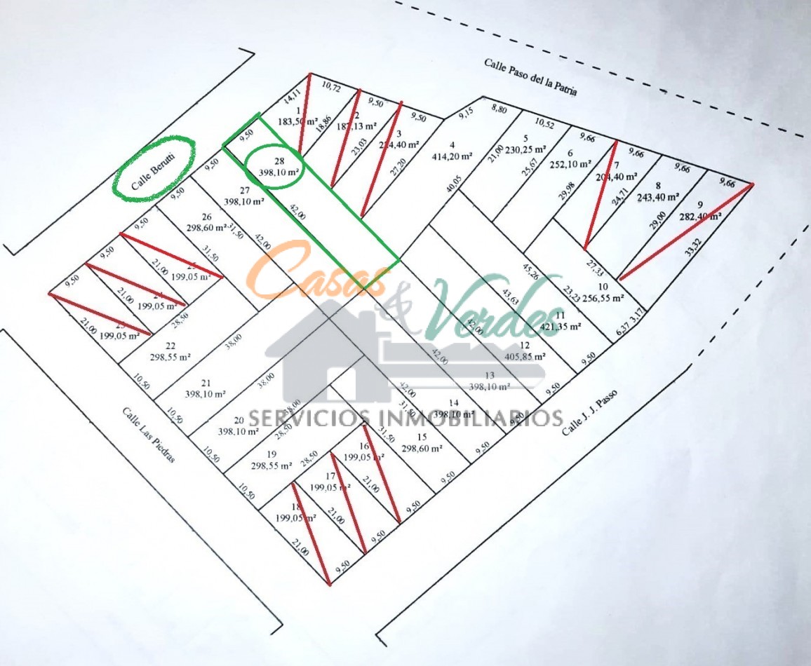 Venta Terreno nro. 28 calle Berutti con servicios de agua, cloacas y luz,