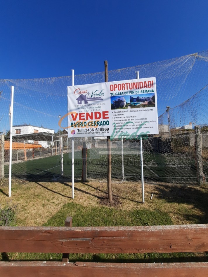 CABAÑAS TURISTICAS, con Cancha de futbol 5, salon tipo comedor al frente y Salon de Eventos, 7 cabañas + casa principal, hermosa vista al rio